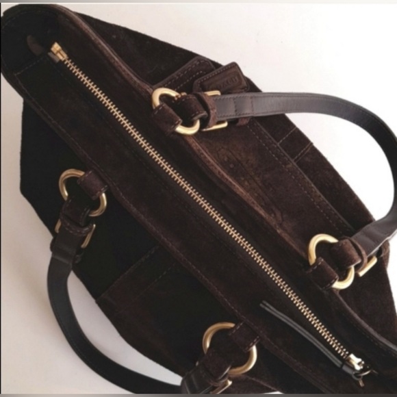 Coach 10442 Suede Tote Shoulder Handbag - Picture 8 of 12